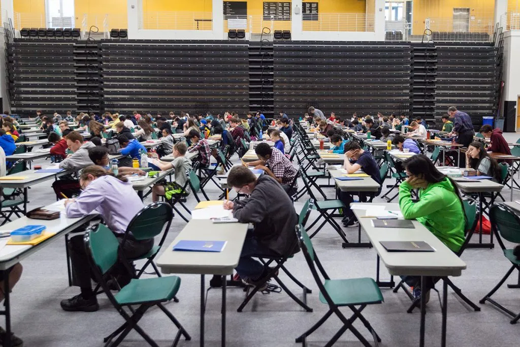 Contestants hard at work solving problems.