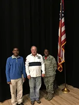 Dr. Soifer taking a pitcure with Quinton Williams and Lt. Col. Monsanto Williams